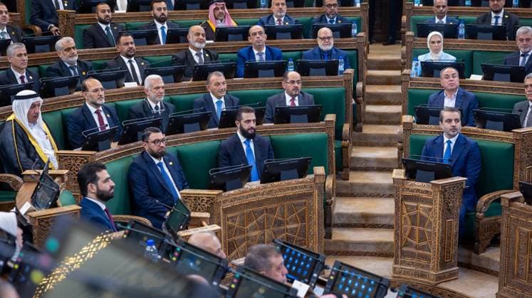 Syrian president attends opening session of parliament in Damascus Syrian President Ahmed al-Sharaa attends the first session of the People s Assembly at the parliament building in Damascus, Syria, on July 12, 2026. Members took the constitutional oath, officially marking the start of the assembly’s work. Photo by Syrian Presidency apaimages Syria Syria Syrian Arab Republic 120726_Syria_SPO_01(2) Copyright: xapaimagesxSyrianxPresidencyx xapaimagesx