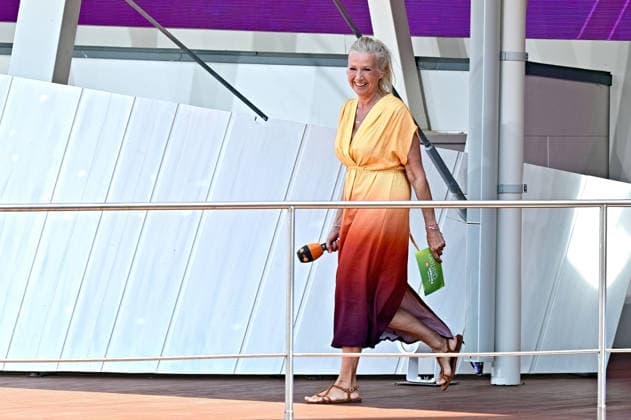 ZDF - Fernsehgarten. Fernsehmoderatorin Andrea Kiwi Kiewel während der ZDF - Unterhaltungsshow Fernsehgarten am 12.07.2026 in Mainz. 20260712MWI133828 *** ZDF Fernsehgarten TV host Andrea Kiwi Kiewel during the ZDF entertainment show Fernsehgarten on July 12, 2026, in Mainz 20260712MWI133828