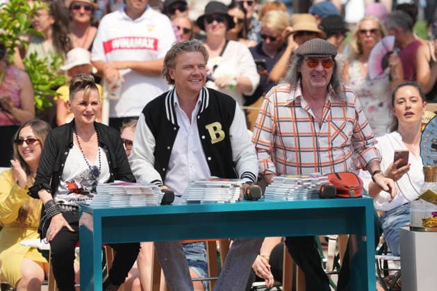 ZDF-Fernsehgarten 2026. Franca Morgano, Bastiaan Ragas, Guildo Horn im ZDF Fernsehgarten mit dem Motto 90er Party am 12.07.2026 in Mainz. Mainz ZDF Fernsehgarten Rheinland-Pfalz *** ZDF Fernsehgarten 2026: Franca Morgano, Bastiaan Ragas, and Guildo Horn on ZDF Fernsehgarten with the theme 90s Party on July 12, 2026, in Mainz, Rhineland-Palatinate