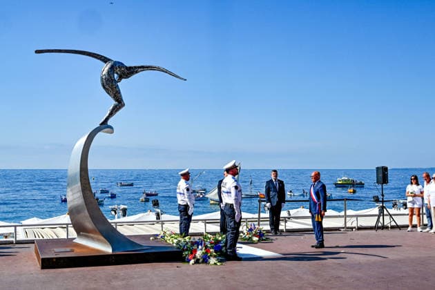 Commemorative White March in honor of the victims of the July 14, 2016, attack on the Promenade des Anglais in Nice, on July 12, 2026. The city of Nice and various victims’ associations organized a march, which began near Lenval Hospital, where the truck plowed into the crowd in 2016, killing 86 people and injuring more than 400. The procession stopped in front of the memorial sculpture *L’Ange de la Baie*, created by Jean Marie Fondacaro, for a wreath-laying ceremony before proceeding to the Albert I Garden, where everyone was able to place a white rose in front of the bandstand. The mayor of Nice, E. Ciotti, along with his partner O. Péraldi, the Prefect of the Alpes-Maritimes, L. Houttiaux, and members of his city council, such as Dep  Copyright: xBrunoxBebertx xBestimagexBrunoxBebertx xBestimagex