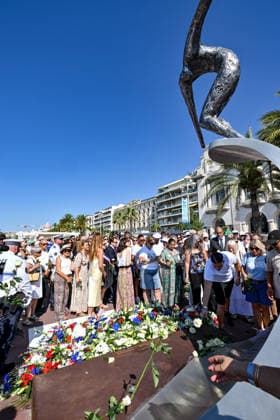 Commemorative White March in honor of the victims of the July 14, 2016, attack on the Promenade des Anglais in Nice, on July 12, 2026. The city of Nice and various victims’ associations organized a march, which began near Lenval Hospital, where the truck plowed into the crowd in 2016, killing 86 people and injuring more than 400. The procession stopped in front of the memorial sculpture *L’Ange de la Baie*, created by Jean Marie Fondacaro, for a wreath-laying ceremony before proceeding to the Albert I Garden, where everyone was able to place a white rose in front of the bandstand. The mayor of Nice, E. Ciotti, along with his partner O. Péraldi, the Prefect of the Alpes-Maritimes, L. Houttiaux, and members of his city council, such as Dep  Copyright: xBrunoxBebertx xBestimagexBrunoxBebertx xBestimagex