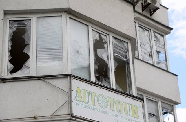 RECORD DATE NOT STATED Shattered window panes are seen in a residential building damaged by a Russian ballistic missile strike in the Darnytskyi district of Kyiv, Ukraine, on July 11, 2026. During the night of July 11, Russian forces launched their third ballistic missile attack on Kyiv in a week. Twelve people, including two children aged 10 and 11, were injured (Photo by Yuliia Ovsiannikova Ukrinform) Cleanup underway after Russian attack in Darnytskyi district of Kyiv  Copyright: xYuliiaxOvsiannikovax