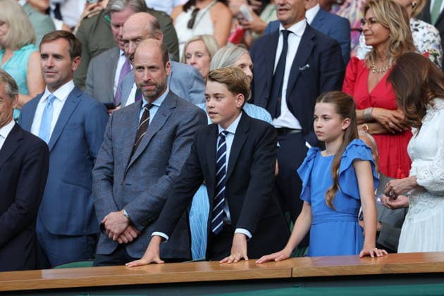 . 12 07 2026. London, United Kingdom. Prince William and Kate Middleton, the Prince and Princess of Wales and their children Prince George and Princess Charlotte at the Mens Singles Final on the last day of the Wimbledon Tennis Championships in London.  xStephenxLockx xi-Imagesx IIM-26902-0149