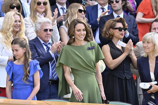Tennis - Wimbledon 2026 - ITF - The Championships - 12 07 2026 - Tennis - Wimbledon 2026 - ITF - The Championships - 12 07 2026 - Royal box . arrivee de la famille royale - Kate, George, Charlotte, William d Ãngleterre London  Copyright: xChryslenexCaillaud Psnewzx