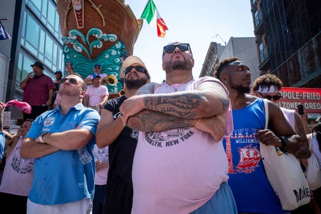 July 12, 2026, New York, New York, USA: Drawing large crowds, The Ã¢â‚¬oeDancing of the GiglioÃ¢â‚¬Â is an annual event, held in Williamsburg, Brooklyn in front of Our Lady of Mount Carmel. The Italian community takes part in a 139 year old tradiontion celebration heritage, faith and culture. New York USA - ZUMAp288 20260712_znp_p288_018 Copyright: xSyndixPilarx