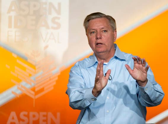 July 12, 2026: Sen. LINDSEY GRAHAM (R-SC), who was elected to the Senate in 2002 and was a close political ally of President Trump, has died, his office confirmed early Sunday. He was 71. FILE PHOTO SHOT ON: June 29, 2015, Aspen, Colorado, USA: South Carolina Senator and presidential candidate LINDSEY GRAHAM speaks at the Aspen Ideas Festival. Aspen U.S. - ZUMAce6_ 20150629_zaf_ce6_038 Copyright: xBrianxCahnx