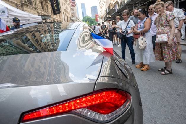 RECORD DATE NOT STATED People celebrate Bastille Day in New York (NEW) People celebrate Bastille Day in New York. July 12, 2026, New York, New York, USA: A Fisker participates in a classic French car parade during the annual Bastille Day celebration on Madison Avenue, on July 12, 2026 in New York City. (Credit: M10s TheNews2)(Foto: M10S Thenews2 imago images) People celebrate Bastille Day in New York  Copyright: xM10sx