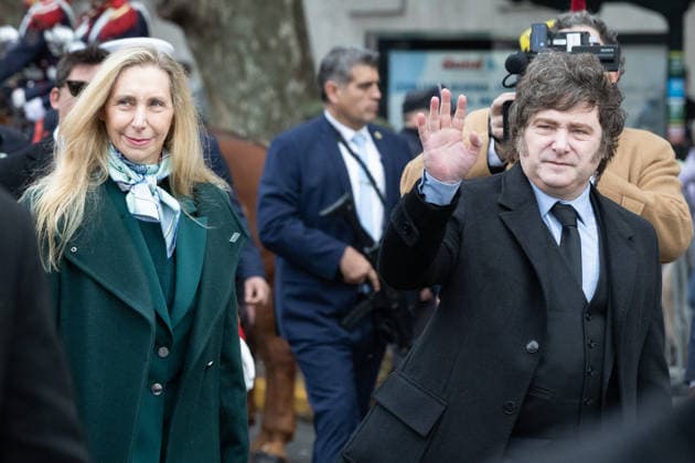 July 12, 2026, Buenos Aires, Buenos Aires, Argentina: Argentine President Javier Milei and his sister, Karina Milei, make their way to the Casa Rosada during Argentina s Independence Day commemorations. Buenos Aires Argentina - ZUMAp265 20260712_zip_p265_004 Copyright: xDelfinaxCorberaxPix