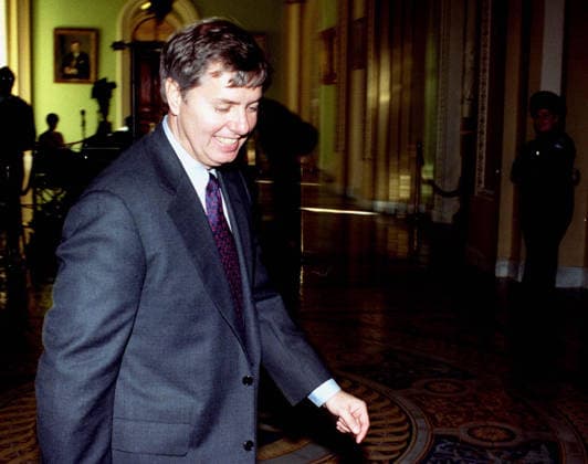 July 12, 2026: Sen. LINDSEY GRAHAM , R-S.C., who was elected to the Senate in 2002 and was a close political ally of President Donald Trump s, has died, his office confirmed early Sunday. He was 71. FILE PHOTO SHOT ON: January 19, 1999: Washington, District of Columbia, USA: Congressman Lindsey Graham (R-SC) returns to the Chamber after a recess during the impeachment hearing for President Bill Clinton. Washington USA - ZUMAg114 19990116_rpl_g114_038 Copyright: xJamesxM.xKellyx