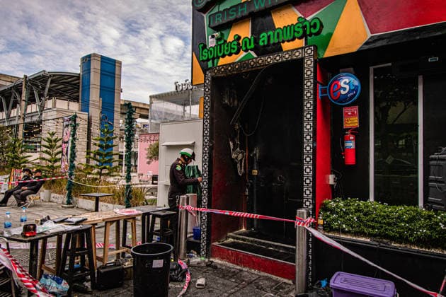 Fire at Bangkok pub kills 27, leaves 22 in critical condition BANGKOK, THAILAND – JULY 13: A view of the damage at a pub following a deadly fire in Bangkok s Chatuchak district, Thailand, on July 13, 2026. At least 27 people were killed and 63 others injured, including 22 in critical condition, after a fire rapidly engulfed the crowded nightlife venue shortly before midnight. Authorities said most victims died from smoke inhalation, while the cause of the blaze remains under investigation. Wissarut Weerasopon Anadolu Bangkok Thailand. Editorial use only. Please get in touch for any other usage.  Copyright: x2026xAnadoluxWissarutxWeerasoponx