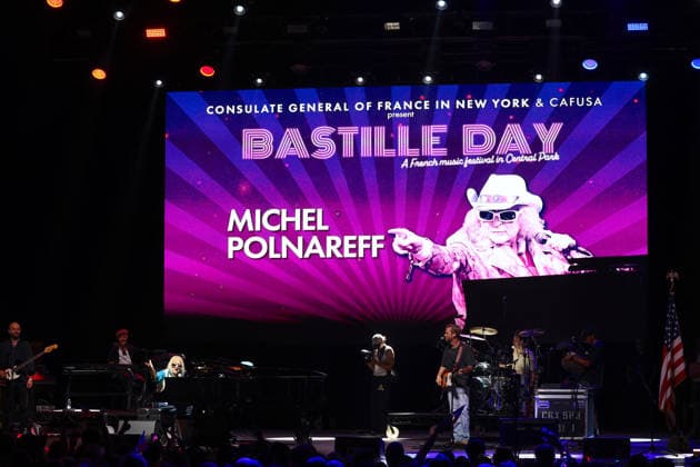 Michel Polnareff In Central Park Concert In Celebration of Bastille Day - NYC French iconic singer Michel Polnareff is singing during a rare performance at Bastille Day concert in Central Park, New York on July 12, 2026. Photo by Charles Guerin ABACAPRESS.COM New York City NY United States  Copyright: xGuerinxCharles ABACAx
