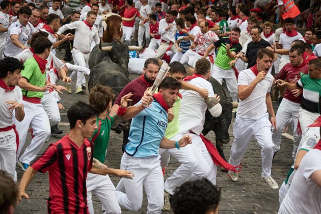 Seventh bull run of the 2026 San Fermín Festival, featuring bulls from the Miura ranch. The seventh bull run of the 2026 San Fermín Festival took place on July 13, 2026, in Pamplona, Navarre, Spain. On this occasion, the seventh running of the bulls during the San Fermín festival featured bulls from the Miura ranch in Spain  Copyright: xEduardoxSanzx 7661317