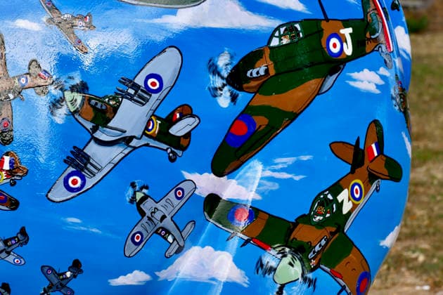Trunks Across The Thames Windsor Hurricane a tribute to the aircraft in Alexandra Gardens by Karis Youngman. Trunks across the Thames is Thames Hospice™s very first art trail which will see businesses, schools, community groups and artists unite to create a free, fun, family-friendly trail of discovery for the local community to explore and enjoy. The majestic herd will be marching between 13th July to 13th September 2026! The herd of individually designed magnificent elephant sculptures will bring vibrancy, colour and creative artistry, transforming the streets, parks and open spaces of Slough, Eton and Windsor into a glorious open-air gallery., Credit:Geoffrey Swaine Geoff Swaine - B4563 Avalon UK, Berkshire, Windsor  Copyright: xGeoffreyxSwainex xGeoffxSwainex-xB4563x xAvalonx 1116315630
