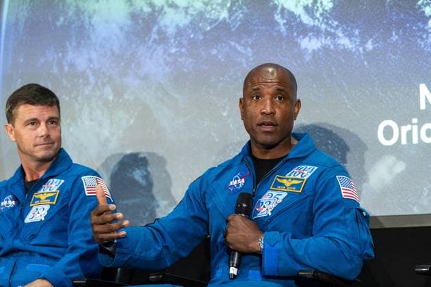 NOORDWIJK - Astronauts Reid Wiseman and Victor Glover during a press conference at ESTEC, the Dutch facility of the European Space Agency (ESA). The four astronauts flew around the moon in April during the Artemis II flight. LINA SELG ANP netherlands out - belgium out  Copyright: xx x563461674x originalFilename: 563461674.jpg