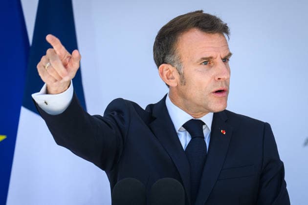 Speech by The President of The Republic to The Armies - Paris Emmanuel Macron, president of the French Republic, delivers a speech to the armed forces at the Hotel de Brienne in Paris, France on July 13, 2026. Photo by Eric Tschaen Pool ABACAPRESS.COM Paris IDF France  Copyright: xTschaenxEric Pool ABACAx