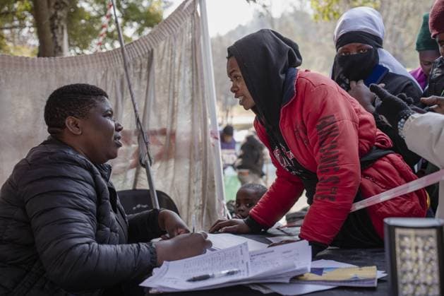 Malawians seek repatriation amid rising anti-immigrant tensions in South Africa JOHANNESBURG, SOUTH AFRICA - JULY 13: Malawian nationals wait outside the Malawian Consulate to seek repatriation amid growing fears following a surge in anti-immigrant protests and attacks in Johannesburg, South Africa, on July 13, 2026. Ihsaan Haffejee Anadolu Johannesburg Gauteng. Editorial use only. Please get in touch for any other usage.  Copyright: x2026xAnadoluxIhsaanxHaffejeex