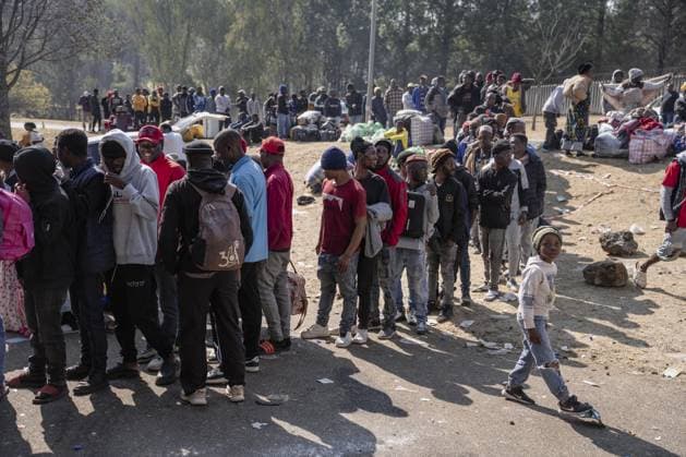 Malawians seek repatriation amid rising anti-immigrant tensions in South Africa JOHANNESBURG, SOUTH AFRICA - JULY 13: Malawian nationals wait outside the Malawian Consulate to seek repatriation amid growing fears following a surge in anti-immigrant protests and attacks in Johannesburg, South Africa, on July 13, 2026. Ihsaan Haffejee Anadolu Johannesburg Gauteng. Editorial use only. Please get in touch for any other usage.  Copyright: x2026xAnadoluxIhsaanxHaffejeex