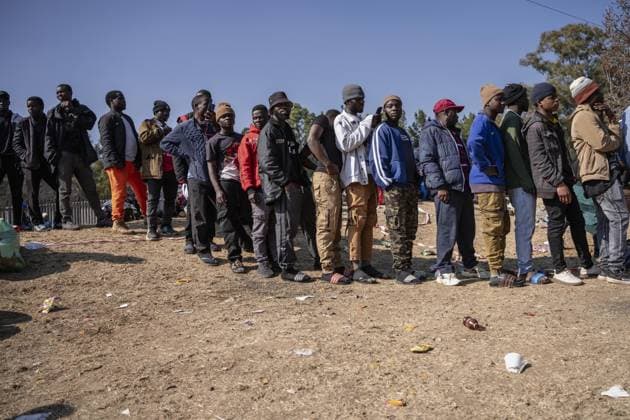 Malawians seek repatriation amid rising anti-immigrant tensions in South Africa JOHANNESBURG, SOUTH AFRICA - JULY 13: Malawian nationals wait outside the Malawian Consulate to seek repatriation amid growing fears following a surge in anti-immigrant protests and attacks in Johannesburg, South Africa, on July 13, 2026. Ihsaan Haffejee Anadolu Johannesburg Gauteng. Editorial use only. Please get in touch for any other usage.  Copyright: x2026xAnadoluxIhsaanxHaffejeex