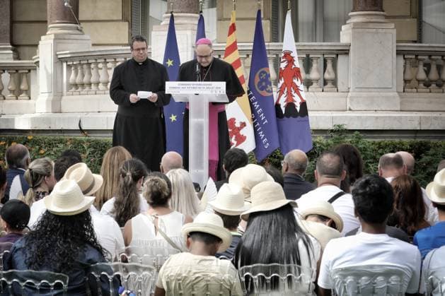 10TH ANNIVERSARY COMMEMORATION OF THE NICE ATTACK PHOTOPQR NICE MATIN Frantz Bouton July 13, 2026 Villa Masséna Interfaith ceremony in tribute to the victims of July 14, 2016 Jean Philippe Nault, Bishop of Nice Nice, France, July 13, 2026 Commemoration of the 10th anniversary of the Nice attack 86 dead and hundreds injured An attack carried out with a heavy truck while people were enjoying the Bastille Day celebrations Interfaith ceremony France  Copyright: xPHOTOPQR NICExMATIN MAXPPPxFrantzxBoutonx 20260713NIM4555 20260713NIM4537