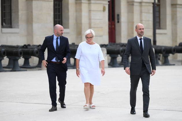 President Macron Welcomes European Leaders At The Coalition Of The Willing Summit - Paris French Minister of the Armed Forces and Veterans Affairs, Catherine Vautrin and French Minister for Europe and Foreign Affairs, Jean-Noel Barrot ahead the Coalition Of The Willing Summit in Paris, France on July 13, 2026. Photo by Eliot Blondet ABACAPRESS.COM Paris France  Copyright: xBlondetxEliot ABACAx