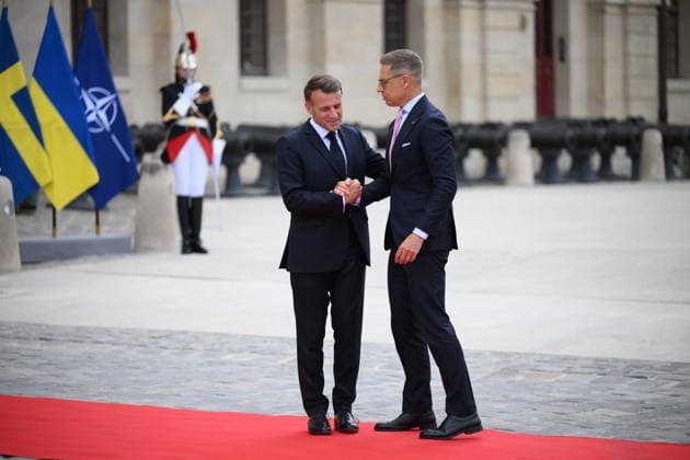 President Macron Welcomes European Leaders At The Coalition Of The Willing Summit - Paris French President Emmanuel Macron welcomes President of Finland, Alexander Stubb ahead the Coalition Of The Willing Summit in Paris, France on July 13, 2026. Photo by Eliot Blondet ABACAPRESS.COM Paris France  Copyright: xBlondetxEliot ABACAx