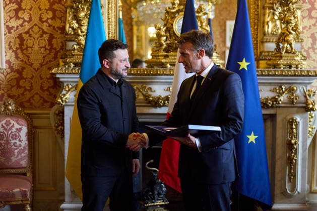 Zelenskyy meets Macron ahead of the Integrated Anti-Ballistic Missile Coalition meeting and the summit of the Coalition of the Willing President of Ukraine Volodymyr Zelenskyy meets French president Emmanuel Macron ahead of the Integrated Anti-Ballistic Missile Coalition meeting and the summit of the Coalition of the Willing in Paris, France on 13 July 2026, Credit:Office of the President of Ukraine B66 Avalon Paris, France  Copyright: xOfficexofxthexPresidentxofxUkrainex xB66x xAvalonx 1116360465