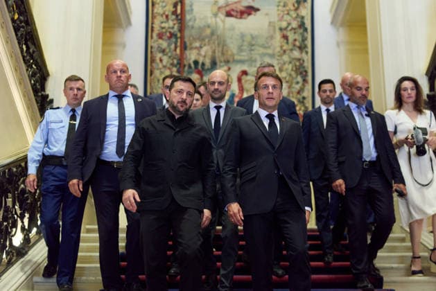 Zelenskyy meets Macron ahead of the Integrated Anti-Ballistic Missile Coalition meeting and the summit of the Coalition of the Willing President of Ukraine Volodymyr Zelenskyy meets French president Emmanuel Macron ahead of the Integrated Anti-Ballistic Missile Coalition meeting and the summit of the Coalition of the Willing in Paris, France on 13 July 2026, Credit:Office of the President of Ukraine B66 Avalon Paris, France  Copyright: xOfficexofxthexPresidentxofxUkrainex xB66x xAvalonx 1116360474