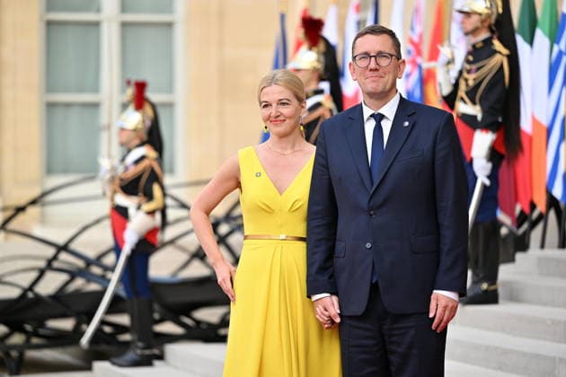 Coalition of the Willing Leaders Summit on Ukraine PARIS, FRANCE - JULY 13: Estonian Prime Minister Kristen Michal and his partner, Evelin Oras arrive for a dinner of the Coalition of the Willing on Ukraine at The Elysee Presidential Palace in Paris, France, on July 13, 2026. Mustafa Yalcin Anadolu Paris France. Editorial use only. Please get in touch for any other usage.  Copyright: x2026xAnadoluxMustafaxYalcinx
