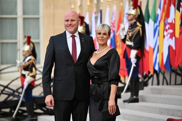 Coalition of the Willing Leaders Summit on Ukraine PARIS, FRANCE - JULY 13: Latvian Prime Minister Andris Kulbergs and his wife, Anna Kulberga arrive for a dinner of the Coalition of the Willing on Ukraine at The Elysee Presidential Palace in Paris, France, on July 13, 2026. Mustafa Yalcin Anadolu Paris France. Editorial use only. Please get in touch for any other usage.  Copyright: x2026xAnadoluxMustafaxYalcinx