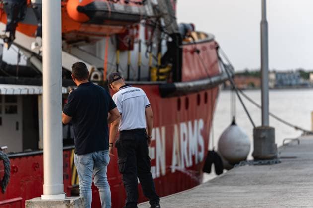 July 13, 2026, Ravenna, Italy: RAVENNA, ITALY - JULY 13, 2026 : The humanitarian vessel Open Arms, operated by the Spanish NGO of the same name, arrives at the port of Ravenna carrying 16 people rescued in the central Mediterranean, including seven unaccompanied minors. Disembarkation and initial reception procedures take place at the Fabbrica Vecchia quay in Marina di Ravenna, under the coordination of local authorities, medical personnel and organisations involved in migrant assistance. The arrival marks the first time the Open Arms has docked in the port of Ravenna. Ravenna Italy - ZUMAq101 20260713_zna_q101_190 Copyright: xSilviaxCasadeix