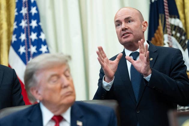 President Trump Signs An Executive Order on Utah Monuments United States Senator Mike Lee (Republican of Utah) during a signing ceremony in the Oval Office of the White House in Washington, DC, USA, on Monday, July 13, 2026. President Trump signed an Executive Order that modifies two Utah monuments, Grand Staircase-Escalante National Monument and Bears Ears National Monument, significantly decreasing both of their sizes. Credit: Aaron Schwartz Pool via CNP Washington District of Columbia United States  Copyright: xPool ABACAx