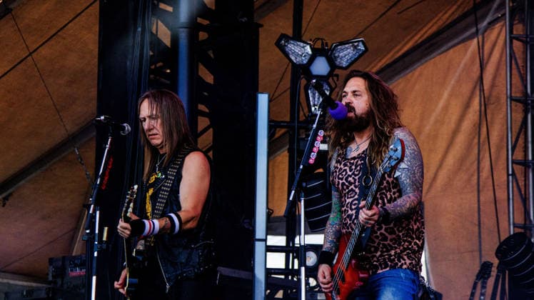 July 12, 2026, Edmonton, Alberta, Canada: Billy Rowe and Kelly LeMieux from California hard rock band Buck Cherry perform at Rockin Thunder in Edmonton. Edmonton Canada - ZUMAs197 20260712_aaa_s197_405 Copyright: xRonxPalmerx