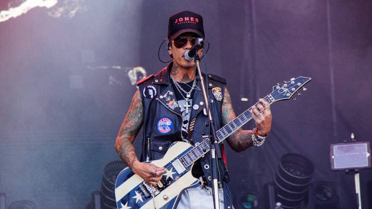 July 12, 2026, Edmonton, Alberta, Canada: Steve Ducanney (aka Stevie D). from California hard rock band Buck Cherry performs at Rockin Thunder in Edmonton. Edmonton Canada - ZUMAs197 20260712_aaa_s197_408 Copyright: xRonxPalmerx