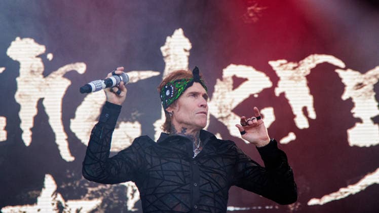 California Based Buck Cherry rocks the Rockin Thunder Edmonton stage. Josh Todd from California hard rock band Buck Cherry performs at Rockin Thunder in Edmonton. Edmonton Canada Copyright: xRonxPalmerx 2026_07_12BuckCherry851174