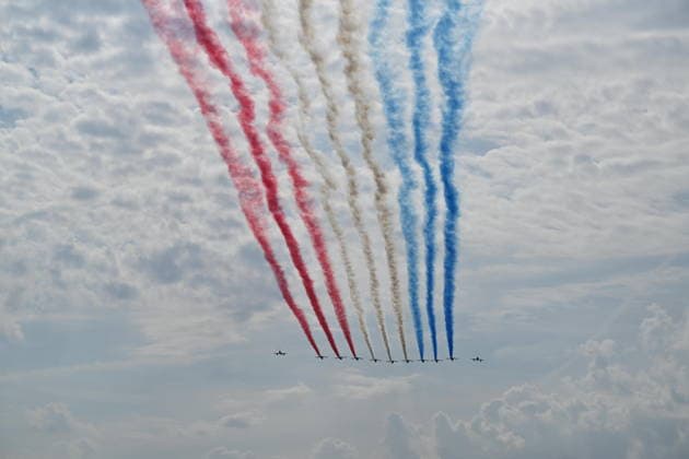 Bastille Day military parade in Paris PARIS, FRANCE - JULY 14: The Patrouille de France (French Acrobatic Patrol) aircraft perform a spectacular flypast, releasing smoke trails in the colors of the French national flag during the traditional Bastille Day military parade on the Place de la Concorde in Paris, France on July 14, 2026. Mustafa Yalcin Anadolu Paris France. Editorial use only. Please get in touch for any other usage.  Copyright: x2026xAnadoluxMustafaxYalcinx