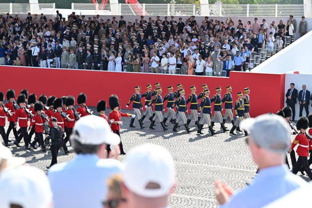 Bastille Day military parade in Paris PARIS, FRANCE - JULY 14: Soldiers march in formation during the traditional Bastille Day military parade on the Place de la Concorde in Paris, France on July 14, 2026. Mustafa Yalcin Anadolu Paris France. Editorial use only. Please get in touch for any other usage.  Copyright: x2026xAnadoluxMustafaxYalcinx