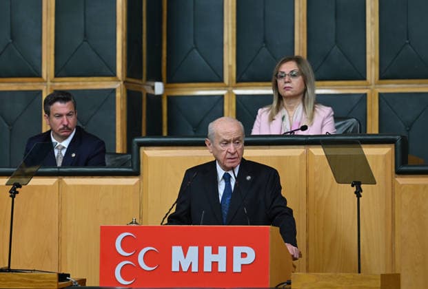 Turkiye s Nationalist Movement Party (MHP) Group Meeting ANKARA, TURKIYE - JULY 14: Nationalist Movement Party (MHP) Chairman Devlet Bahceli delivers a speech during his party’s parliamentary group meeting at the Turkish Grand National Assembly in Ankara, Turkiye on July 14, 2026. Rasit Aydogan Anadolu Ankara Turkey. Editorial use only. Please get in touch for any other usage.  Copyright: x2026xAnadoluxRasitxAydoganx