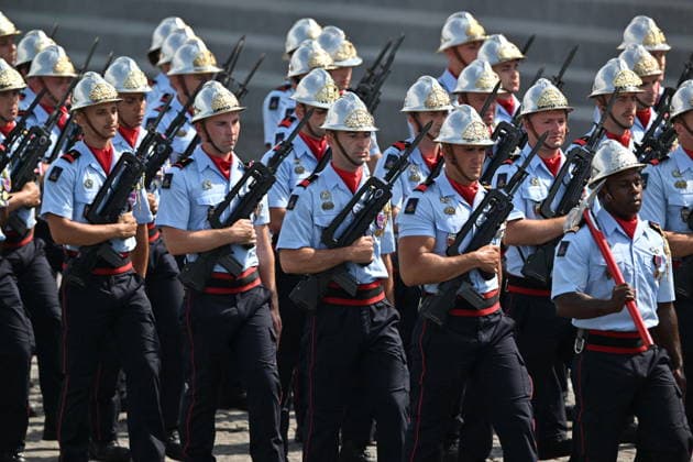 Bastille Day military parade in Paris PARIS, FRANCE - JULY 14: Soldiers march in formation during the traditional Bastille Day military parade on the Place de la Concorde in Paris, France on July 14, 2026. Mustafa Yalcin Anadolu Paris France. Editorial use only. Please get in touch for any other usage.  Copyright: x2026xAnadoluxMustafaxYalcinx