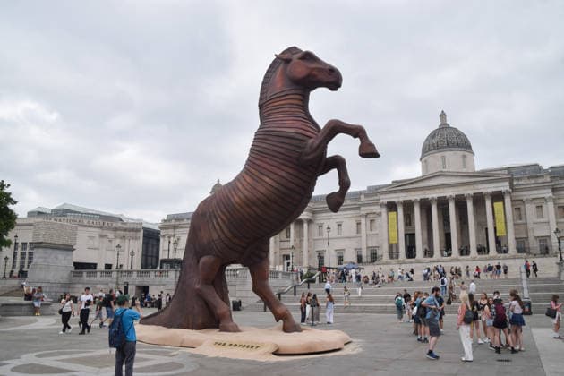 July 14, 2026, London, England, United Kingdom: A huge Trojan Horse has been installed in Trafalgar Square to promote The Odyssey, the latest blockbuster film from director Christopher Nolan. London United Kingdom  - ZUMAv130 20260714_zip_v130_007 Copyright: xVukxValcicx
