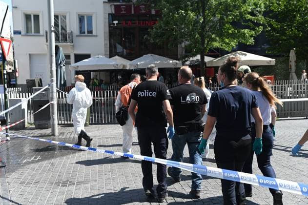 the scene of a fire at the OXY building at place De Brouckere, in Brussels, Tuesday 14 July 2026s. The Brussels Labour Inspectorate confirms several bodies were found in the lift shafts, 6 people are still missing. The fire broke out on the second floor of the building that is currently being renovated.  EMILExWINDAL 181122185