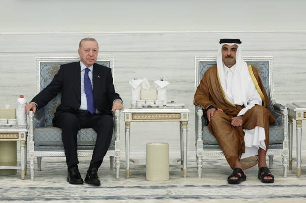 Turkish President Erdogan in Qatar DOHA, QATAR - JULY 14: ----EDITORIAL USE ONLY - MANDATORY CREDIT - TURKISH PRESIDENCY MURAT KULA HANDOUT - NO MARKETING NO ADVERTISING CAMPAIGNS - DISTRIBUTED AS A SERVICE TO CLIENTS----) Turkish President Recep Tayyip Erdogan meets with the Emir of Qatar, Sheikh Tamim bin Hamad Al Thani, to offer his condolences following the passing of his father, the former Emir of Qatar, Sheikh Hamad bin Khalifa Al Thani, in Doha, Qatar, on July 14, 2026. Turkish Presidency Murat Kula Handout Anadolu Doha Qatar. Editorial use only. Please get in touch for any other usage.  Copyright: x2026xAnadoluxTurkishxPresidencyx xMuratxKulax xHandoutx