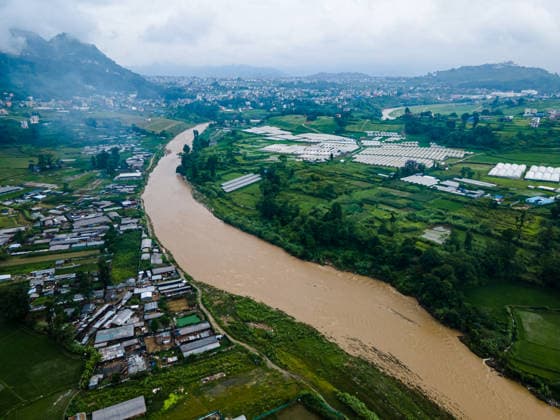 Drone View Of The Rising Bagmati River After Monsoon Rains In Kathmandu An aerial view shows rising water levels in the Bagmati River following heavy monsoon rains in Kathmandu, Nepal, on July 14, 2026. Kathmandu bagmati Nepal  Copyright: xAmbirxTolangx originalFilename: tolang-dronevie260714_npJen.jpg