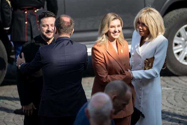 Bastille Day Parade - Place de la Concorde - Paris Ukrainian President s wife Olena Zelenska, Ukraine s President Volodymyr Zelensky and French Prime Minister Sebastien Lecornu and Brigitte Macron during the annual Bastille Day military parade on the Champs-Elysees Avenue in Paris on July 14, 2026.Photo by Eliot Blondet ABACAPRESS.COM Paris France France  Copyright: xBlondetxEliot ABACAx