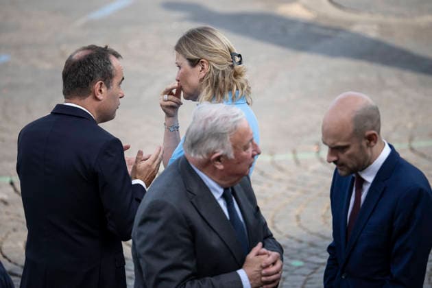 Bastille Day Parade - Place de la Concorde - Paris French prime Minister Sebastien Lecornu withYael Braun Pivet during the annual Bastille Day military parade on the Champs-Elysees Avenue in Paris on July 14, 2026.Photo by Eliot Blondet ABACAPRESS.COM Paris France France  Copyright: xBlondetxEliot ABACAx