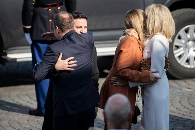 Bastille Day Parade - Place de la Concorde - Paris Ukrainian President s wife Olena Zelenska, Ukraine s President Volodymyr Zelensky and French Prime Minister Sebastien Lecornu and Brigitte Macron during the annual Bastille Day military parade on the Champs-Elysees Avenue in Paris on July 14, 2026.Photo by Eliot Blondet ABACAPRESS.COM Paris France France  Copyright: xBlondetxEliot ABACAx