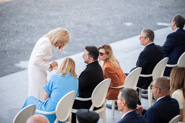 Bastille Day Parade - Place de la Concorde - Paris Ukrainian President s wife Olena Zelenska, Ukraine s President Volodymyr Zelensky,wife Brigitte Macron during the annual Bastille Day military parade on the Champs-Elysees Avenue in Paris on July 14, 2026.Photo by Eliot Blondet ABACAPRESS.COM Paris France France  Copyright: xBlondetxEliot ABACAx