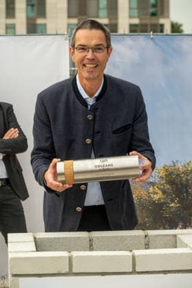 Muenchen, Grundsteinlegung der Orleanshoefe an der Orleansstrasse, Thomas Schmidt, Geschaeftsfuehrer GVG *** Munich, Groundbreaking Ceremony for the Orleanshöfe on Orleansstraße, Thomas Schmidt, Managing Director of GVG
