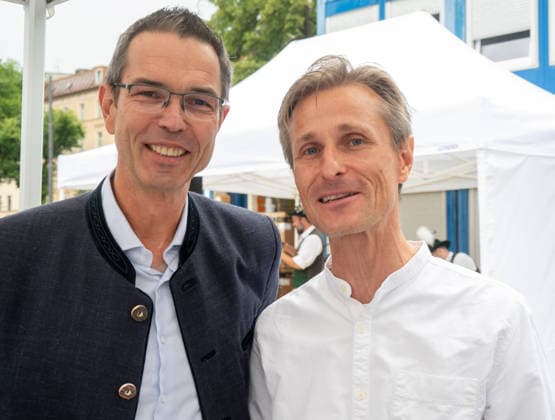 Muenchen, Grundsteinlegung der Orleanshoefe an der Orleansstrasse, Thomas Schmidt, GVG Geschaeftsfuehrer und Joerg Spengler Bezirksausschuss 5 Vorsitzender *** Munich, groundbreaking ceremony for the Orleanshöfe on Orleansstraße, Thomas Schmidt, GVG Managing Director, and Jörg Spengler, Chair of District Committee 5