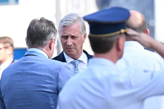 Visit of King Philippe : Fire in the OXY building on Place De Brouckère BRUSSELS, BELGIUM - JULY 14 : Visit of King Philippe : Fire in the OXY building on Place De Brouckère (several dead and missing) on July 14, 2026 in Brussels, Belgium, 14 07 2026 Brussels Belgium  Copyright: xDidierxLebrunx