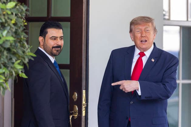 US President Donald Trump greets Iraqi PM Ali al-Zaidi at the White House US President Donald Trump greets Iraqi Prime Minister Ali al-Zaidi outside the West Wing of the White House in Washington, DC, USA, 14 July 2026. This is Ali al-Zaidi’s first foreign trip since he took office in May 2026. WASHINGTON DC United States  Copyright: xPool ABACAx